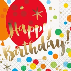 Glitzy Gold Happy Birthday Lunch Napkins | 16ct