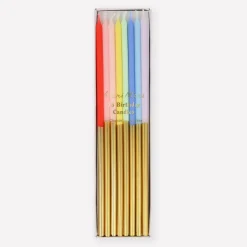 Gold Dipped Rainbow Mix Candles | 16ct