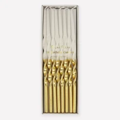 Gold Dipped Twisted Candles | 16ct