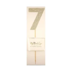 Gold Glitter Number Cake Topper Party Pick No. 7