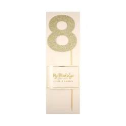 Gold Glitter Number Cake Topper Party Pick No. 8