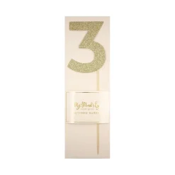 Gold Glitter Number Cake Topper Party Pick No. 3