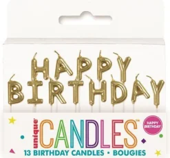 Gold Happy Birthday Pack Candle | 1ct