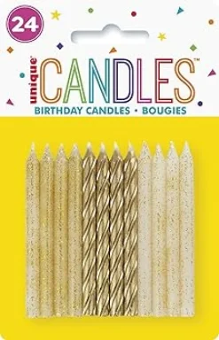 Gold Spiral Assorted Birthday Candle | 24ct