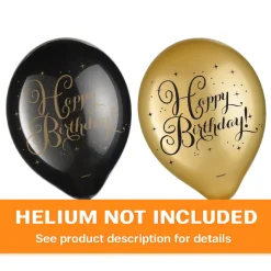 Gold Birthday Printed Latex Balloons | 15ct