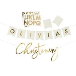 Gold Customizable Christening Banner Set | 1ct