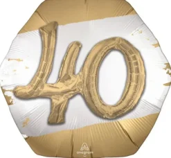 Golden Age Happy 40th Birthday Hexagonal Supershape Balloon, 30" | 1ct