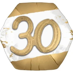 Golden Age Happy 30th Birthday Hexagonal Supershape Balloon, 30" | 1ct