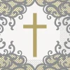 Gold Fancy Cross Lunch Napkins | 16ct