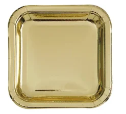 Gold Foil Square Plate 7in | 8ct