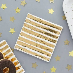 Gold Foil Stripe Napkins | 16ct