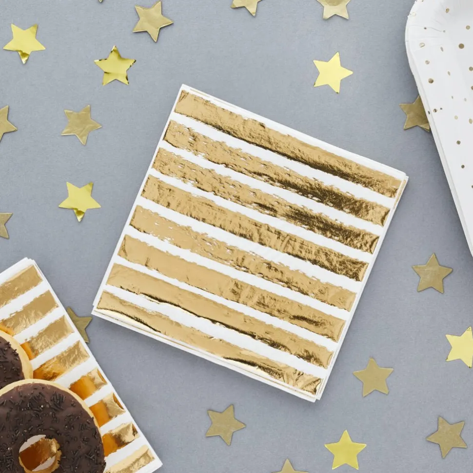 Gold Foil Stripe Napkins | 16ct