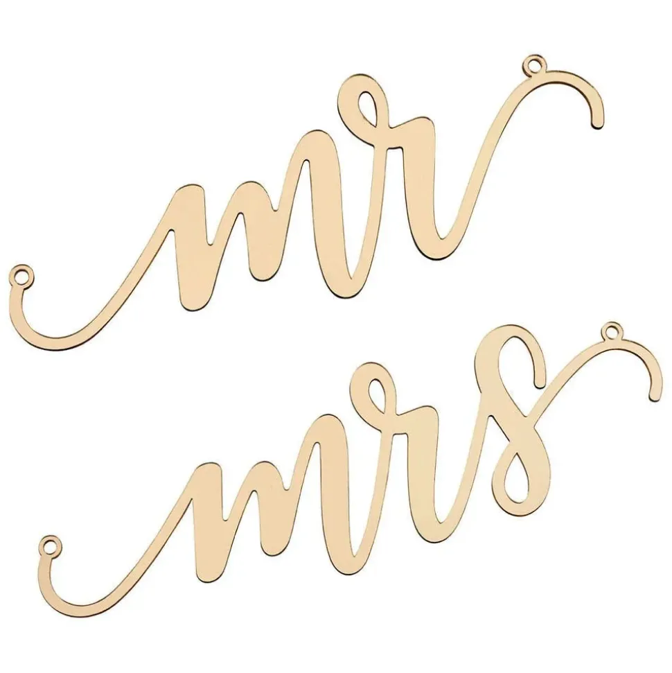 Gold Laser Cut Mr and Mrs Chair Signs | 1 pr