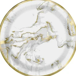 Gold Marble Foil Plate 7in | 10ct