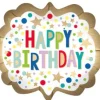 Gold Satin Marquee Dots Birthday Supershape Mylar Balloon 25" | 1ct