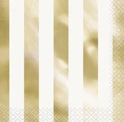 Gold Stripe Foil Lunch Napkins | 16ct