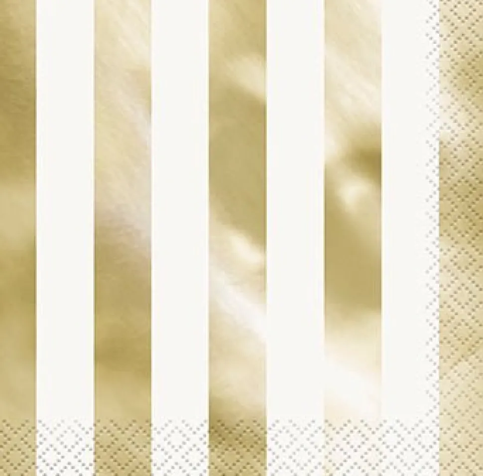 Gold Stripe Foil Lunch Napkins | 16ct