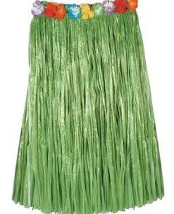 Green w/ Flowers Hula Skirt | Adult