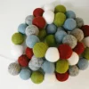 Green Blue Red Cream PomPom Garland | 1ct
