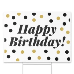 Happy Birthday Gold Dot Yard Sign 24" x 18" | 1 ct