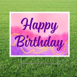 Happy Birthday Watercolor Yard Sign 24'x18" | 1ct