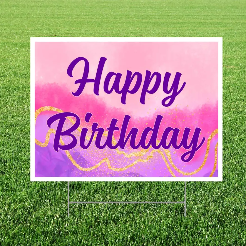 Happy Birthday Watercolor Yard Sign 24'x18" | 1ct