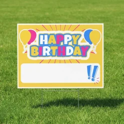 Happy Birthday Yellow Shine Yard Sign 24" x 18" | 1 ct
