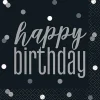 Happy Birthday Black Beverage Napkins | 16ct