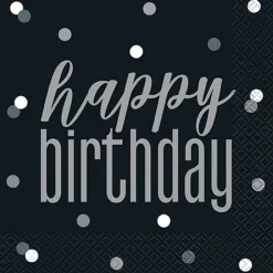 Happy Birthday Black Lunch Napkins | 16ct