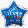 Happy Birthday Blue Star Supershape Mylar Balloon, 32'' | 1 ct