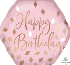 Happy Birthday Blush Mylar Supershape Balloon 23" | 1ct