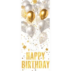 Happy Birthday Door Cover - Light Stars & Balloons | 1ct