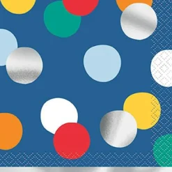 Happy Birthday Dots Foil Beverage Napkins | 16ct