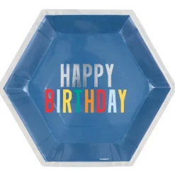 Happy Birthday Dots Hexagon Plates 9in | 8ct
