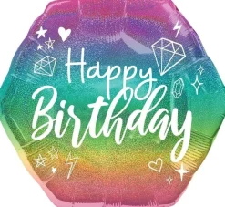 Happy Birthday Holographic Sparkle Supershape Mylar Balloon 23" | 1ct