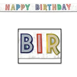 Happy Birthday Metallic Fringe Banner 9Ft | 1ct