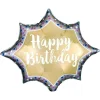 Happy Birthday Satin Gold Burst Supershape Balloon 35" | 1 ct