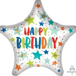 Happy Birthday Stars And Dots SuperShape Mylar Balloon 28" | 1 ct
