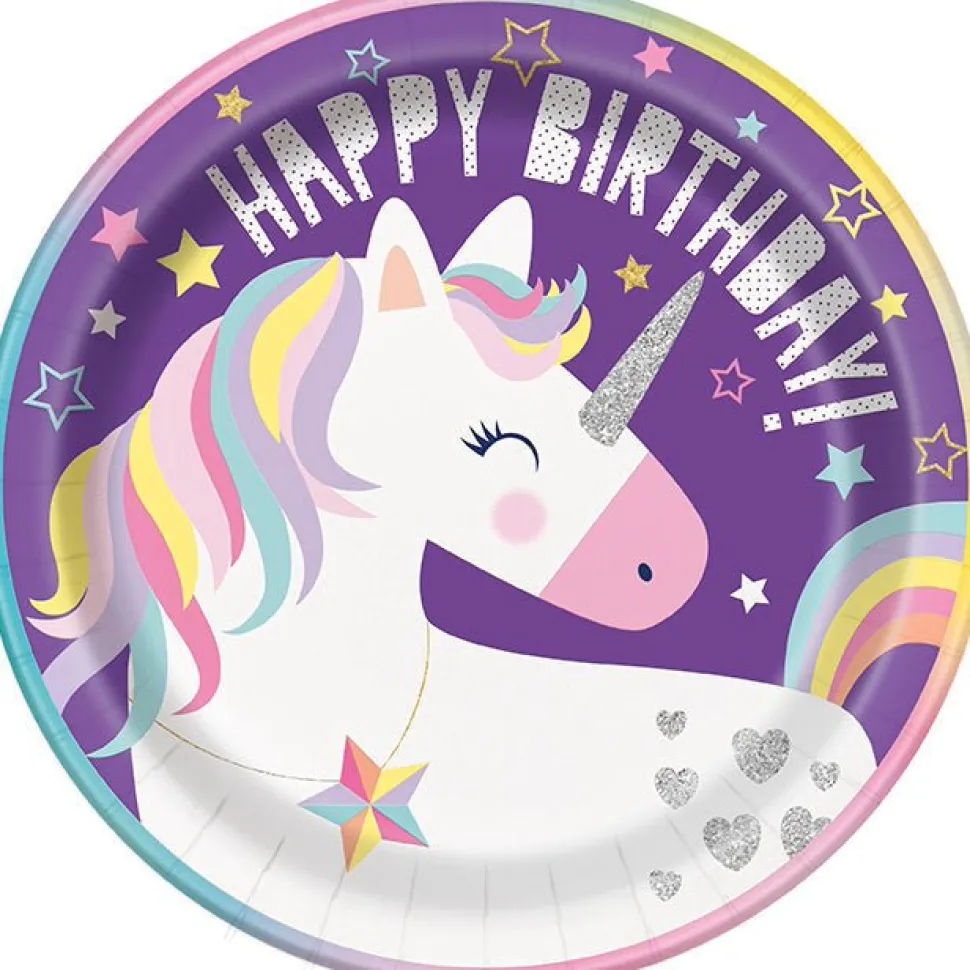 Happy Birthday Unicorn Plate 9in | 8ct