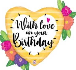Happy Birthday With Love Supershape Mylar Balloon 35" | 1ct
