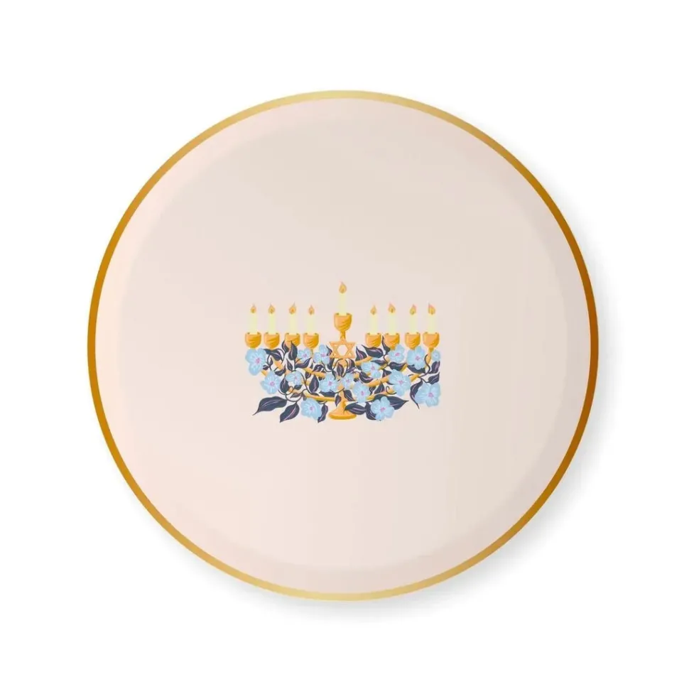 Happy Hanukkah Menorah Small Plates - 8" | 1 ct.