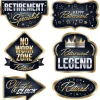 Happy Retirement Cutouts - Black & Gold | 6ct
