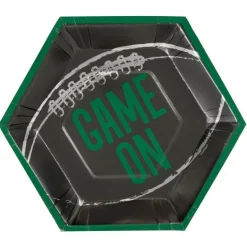 Hexagon Plates Kickoff Football 9in | 8ct