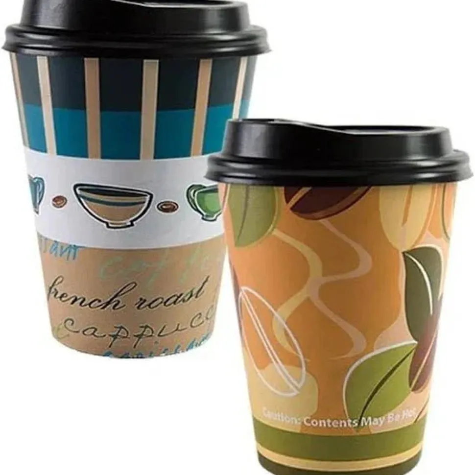 Hot and Cold Pattern Paper Cup with Lid 12 oz | 14ct