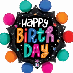 29in Colorful Circles Birthday Supershape Balloon | 1ct