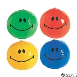 Inflatable Mini Smiley Face Beach Ball 5" | 12ct