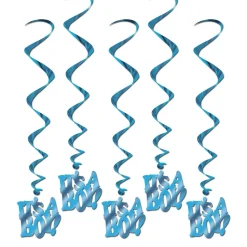 It's A Boy Blue Swirl Hanging Decorations | 5ct