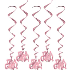 It's A Girl Pink Swirl Hanging Decorations | 5ct