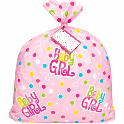 Jumbo Pink Dots Baby Shower Gift Bag | 1ct