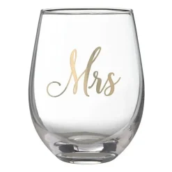 Lillian Rose Gold Mrs. Stemless Wine Glass | 1ct